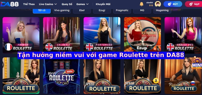Chơi game Roulette Nga cùng các hot dealer trên DA88